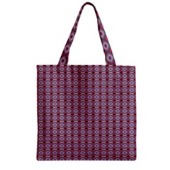 Ornate Oval  Pattern Red Pink Zipper Grocery Tote Bag by BrightVibesDesign