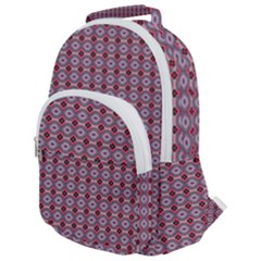 Ornate Oval  Pattern Red Pink Rounded Multi Pocket Backpack by BrightVibesDesign