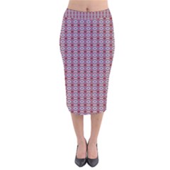 Ornate Oval  Pattern Red Pink Velvet Midi Pencil Skirt by BrightVibesDesign