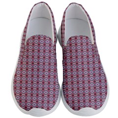 Ornate Oval  Pattern Red Pink Men s Lightweight Slip Ons by BrightVibesDesign