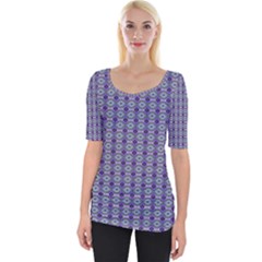 Ornate Oval Pattern Purple Green Wide Neckline Tee