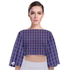 Ornate Oval Pattern Purple Green Tie Back Butterfly Sleeve Chiffon Top by BrightVibesDesign