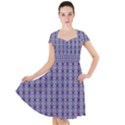 Ornate Oval Pattern Purple Green Cap Sleeve Midi Dress View1