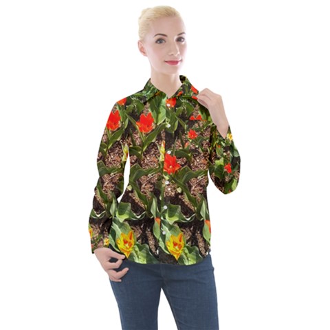 Tulips In April Women s Long Sleeve Pocket Shirt by Riverwoman