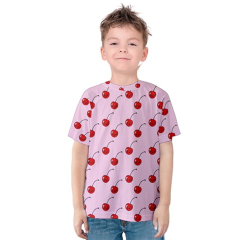 Kawaii Cherries Red Pattern Kids  Cotton Tee by snowwhitegirl