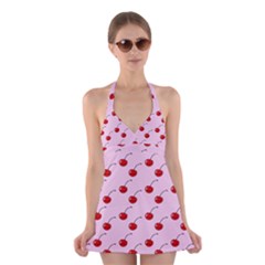 Kawaii Cherries Red Pattern Halter Dress Swimsuit  by snowwhitegirl