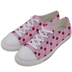 Kawaii Cherries Red Pattern Women s Low Top Canvas Sneakers