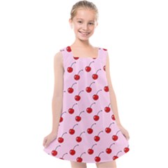 Kawaii Cherries Red Pattern Kids  Cross Back Dress by snowwhitegirl