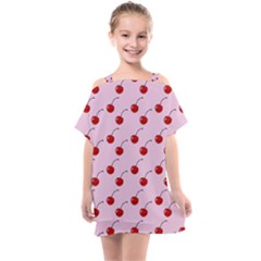 Kawaii Cherries Red Pattern Kids  One Piece Chiffon Dress