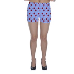 Kawaii Cherries Blue Pattern Skinny Shorts by snowwhitegirl