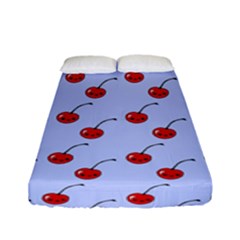 Kawaii Cherries Blue Pattern Fitted Sheet (full/ Double Size) by snowwhitegirl