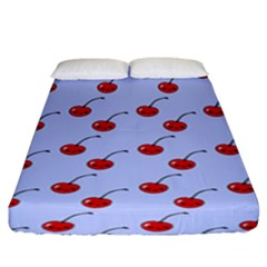 Kawaii Cherries Blue Pattern Fitted Sheet (king Size) by snowwhitegirl