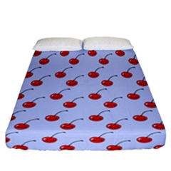 Kawaii Cherries Blue Pattern Fitted Sheet (california King Size) by snowwhitegirl