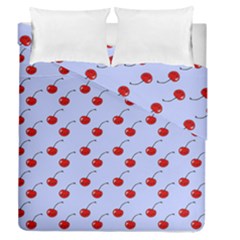 Kawaii Cherries Blue Pattern Duvet Cover Double Side (queen Size) by snowwhitegirl