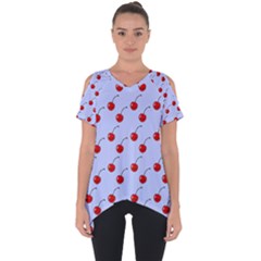 Kawaii Cherries Blue Pattern Cut Out Side Drop Tee by snowwhitegirl