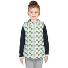 Kawaii Dougnut Green Pattern Kids  Hooded Puffer Vest by snowwhitegirl