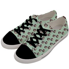 Kawaii Dougnut Green Pattern Men s Low Top Canvas Sneakers by snowwhitegirl