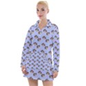 Kawaii Dougnut Blue Pattern Women s Long Sleeve Casual Dress View1