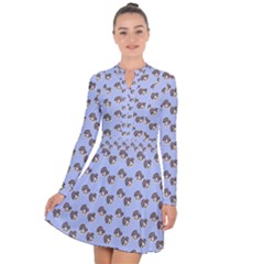 Kawaii Dougnut Blue Pattern Long Sleeve Panel Dress by snowwhitegirl