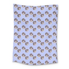 Kawaii Dougnut Blue Pattern Medium Tapestry