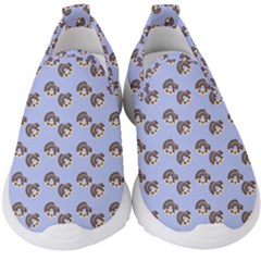 Kawaii Dougnut Blue Pattern Kids  Slip On Sneakers by snowwhitegirl