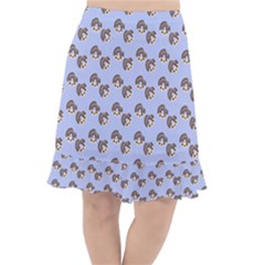 Kawaii Dougnut Blue Pattern Fishtail Chiffon Skirt