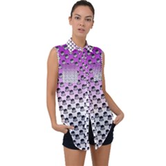 Forest Girl Gradient Purple Sleeveless Chiffon Button Shirt