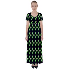 Ice Freeze Black Pattern High Waist Short Sleeve Maxi Dress by snowwhitegirl