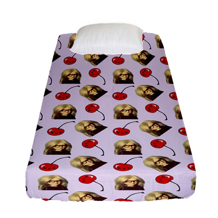 Doll And Cherries Pattern Fitted Sheet (Single Size)