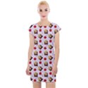 Doll And Cherries Pattern Cap Sleeve Bodycon Dress View1