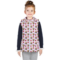 Doll And Cherries Pattern Kids  Hooded Puffer Vest by snowwhitegirl