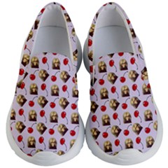 Doll And Cherries Pattern Kids  Lightweight Slip Ons by snowwhitegirl