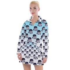 Forest Girl Gradient Blue Women s Long Sleeve Casual Dress