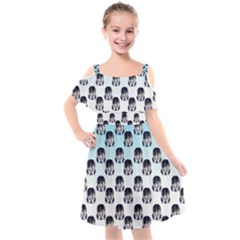 Forest Girl Gradient Blue Kids  Cut Out Shoulders Chiffon Dress by snowwhitegirl