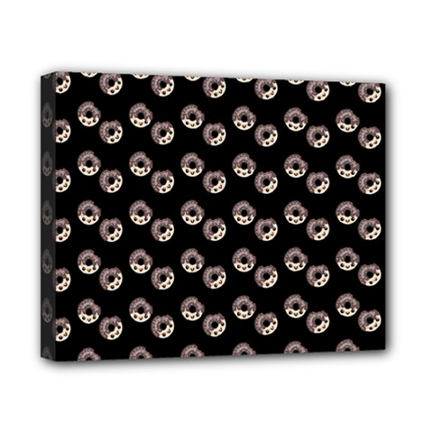 Kawaii Dougnut Black Pattern Canvas 10  X 8  (stretched) by snowwhitegirl