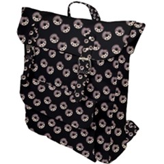 Kawaii Dougnut Black Pattern Buckle Up Backpack by snowwhitegirl