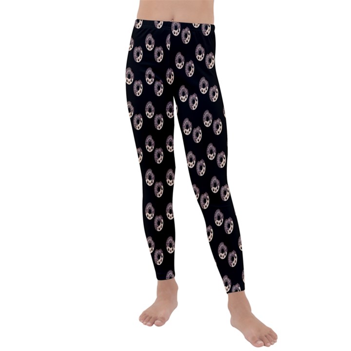 Kawaii Dougnut Black Pattern Kids  Lightweight Velour Leggings