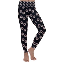 Kawaii Dougnut Black Pattern Kids  Lightweight Velour Classic Yoga Leggings by snowwhitegirl