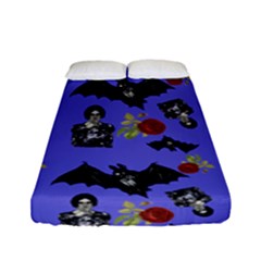 Goth Bat Floral Fitted Sheet (full/ Double Size) by snowwhitegirl