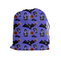 Goth Bat Floral Drawstring Pouch (xl) by snowwhitegirl