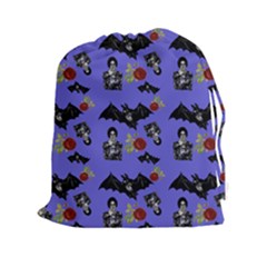 Goth Bat Floral Drawstring Pouch (xxl) by snowwhitegirl