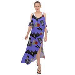 Goth Bat Floral Maxi Chiffon Cover Up Dress by snowwhitegirl