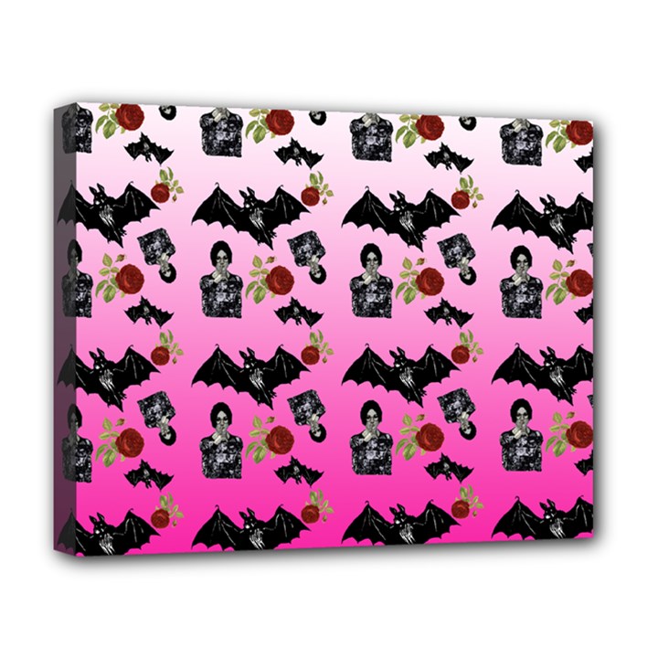 Pink Gradient Bat Pattern Deluxe Canvas 20  x 16  (Stretched)