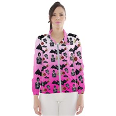 Pink Gradient Bat Pattern Women s Windbreaker by snowwhitegirl