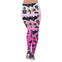 Pink Gradient Bat Pattern Velvet Leggings View2