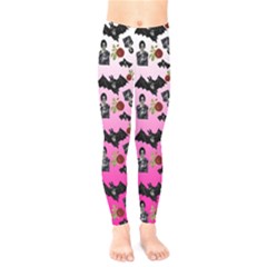 Pink Gradient Bat Pattern Kids  Legging by snowwhitegirl