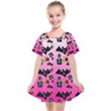 Pink Gradient Bat Pattern Kids  Smock Dress View1