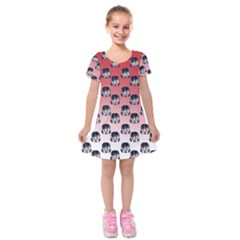 Forest Girl Gradient Red Kids  Short Sleeve Velvet Dress