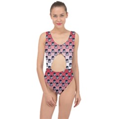 Forest Girl Gradient Red Center Cut Out Swimsuit