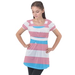 Transgender Pride Flag Puff Sleeve Tunic Top by lgbtnation